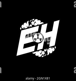 EH Initial ESport Monogram with Shape and Smoke Style template vector Stock Vector