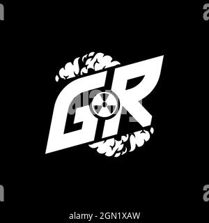 GR Initial ESport Monogram with Shape and Smoke Style template vector Stock Vector