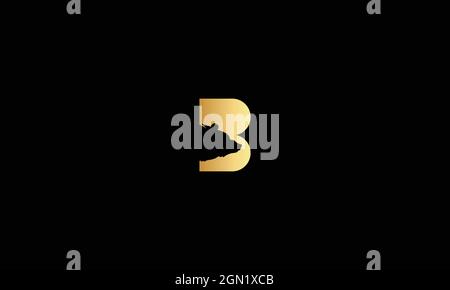 LETTER B AND BEAR LOGO DESIGN WITH NEGATIVE SPACE EFFECT Stock Vector