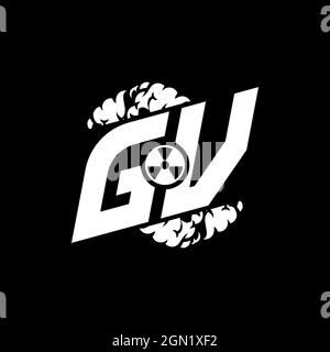 GV Initial ESport Monogram with Shape and Smoke Style template vector Stock Vector