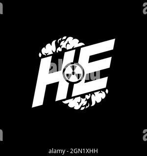 HE Initial ESport Monogram with Shape and Smoke Style template vector Stock Vector
