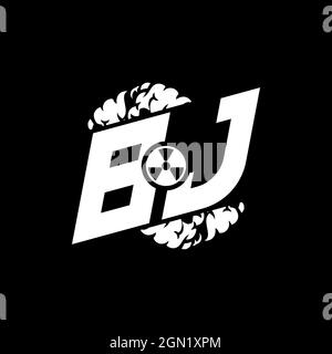 BJ Initial ESport Monogram with Shape and Smoke Style template vector Stock Vector