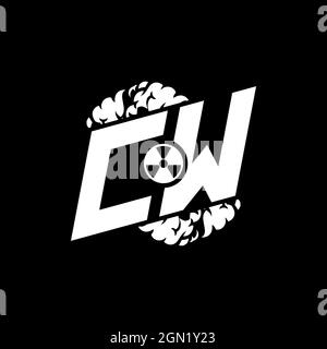 CW Initial ESport Monogram with Shape and Smoke Style template vector Stock Vector