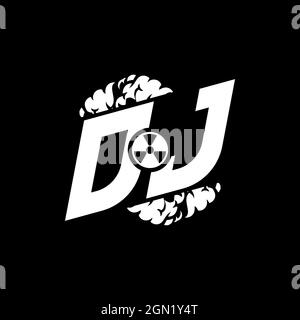 DJ Initial ESport Monogram with Shape and Smoke Style template vector Stock Vector