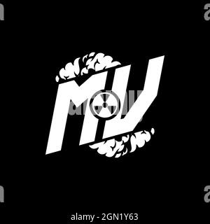 MV Initial ESport Monogram with Shape and Smoke Style template vector Stock Vector