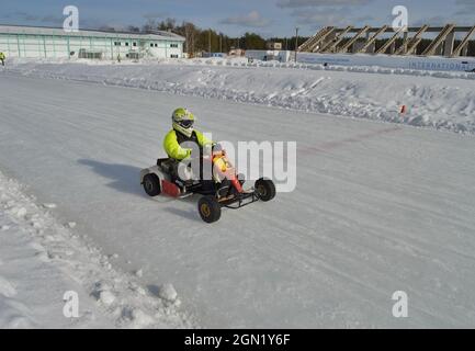 Kovrov, Russia. 25 February 2017. Winter karting competitions in the sports complex Motodrom Stock Photo