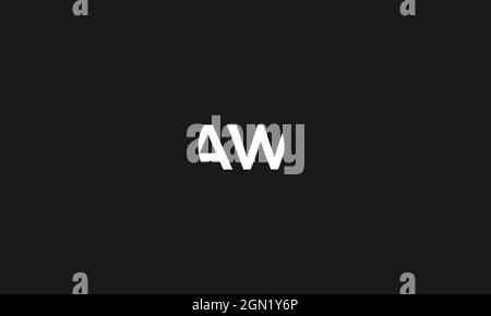 LETTERS AW WITH NEGATIVE SPACE LOGO DESIGN Stock Vector