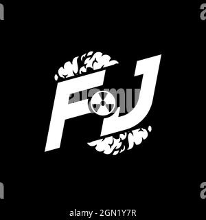 FJ Initial ESport Monogram with Shape and Smoke Style template vector Stock Vector