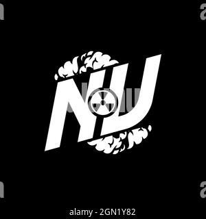 NU Initial ESport Monogram with Shape and Smoke Style template vector Stock Vector