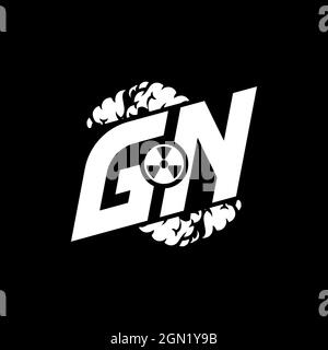 GN Initial ESport Monogram with Shape and Smoke Style template vector Stock Vector
