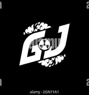 GJ Initial ESport Monogram with Shape and Smoke Style template vector Stock Vector