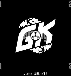 GK Initial ESport Monogram with Shape and Smoke Style template vector Stock Vector