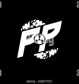PP Initial ESport Monogram with Shape and Smoke Style template vector Stock Vector