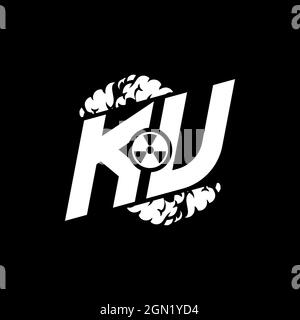 KU Initial ESport Monogram with Shape and Smoke Style template vector Stock Vector