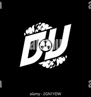 DU Initial ESport Monogram with Shape and Smoke Style template vector Stock Vector