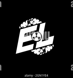 EL Initial ESport Monogram with Shape and Smoke Style template vector Stock Vector