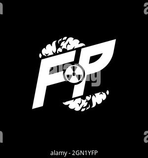 FP Initial ESport Monogram with Shape and Smoke Style template vector Stock Vector