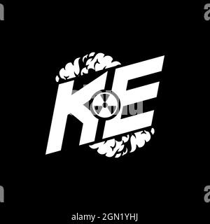 KE Initial ESport Monogram with Shape and Smoke Style template vector Stock Vector