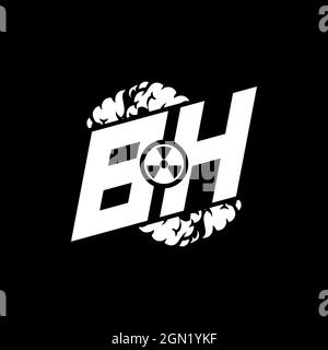 BH Initial ESport Monogram with Shape and Smoke Style template vector Stock Vector
