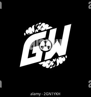 GW Initial ESport Monogram with Shape and Smoke Style template vector Stock Vector