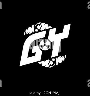 GY Initial ESport Monogram with Shape and Smoke Style template vector Stock Vector