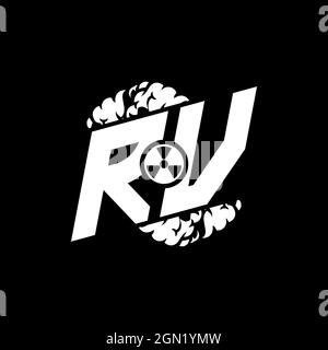 RV Initial ESport Monogram with Shape and Smoke Style template vector Stock Vector