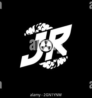 JR Initial ESport Monogram with Shape and Smoke Style template vector Stock Vector