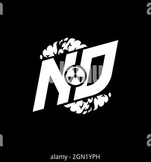 ND Initial ESport Monogram with Shape and Smoke Style template vector Stock Vector