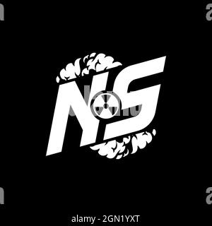NS Initial ESport Monogram with Shape and Smoke Style template vector Stock Vector