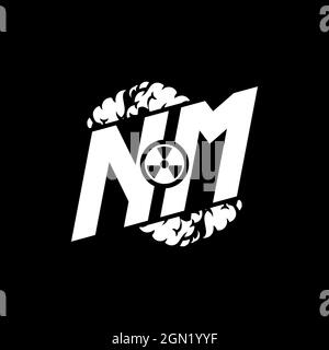 NM Initial ESport Monogram with Shape and Smoke Style template vector Stock Vector