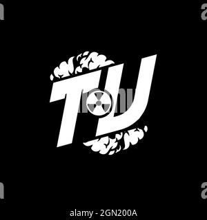 TU Initial ESport Monogram with Shape and Smoke Style template vector Stock Vector
