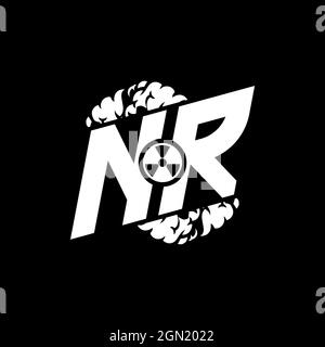 NR Initial ESport Monogram with Shape and Smoke Style template vector Stock Vector
