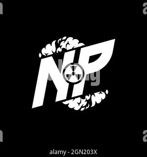 NP Initial ESport Monogram with Shape and Smoke Style template vector Stock Vector