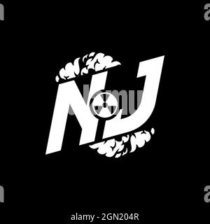 NJ Initial ESport Monogram with Shape and Smoke Style template vector Stock Vector