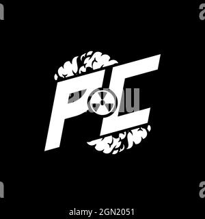 PC Initial ESport Monogram with Shape and Smoke Style template vector Stock Vector