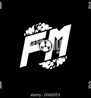 FM Initial ESport Monogram with Shape and Smoke Style template vector Stock Vector