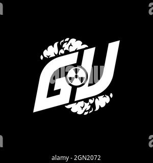 GU Initial ESport Monogram with Shape and Smoke Style template vector Stock Vector