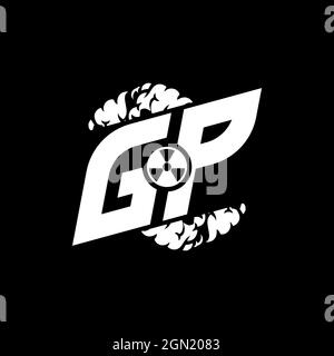 GP Initial ESport Monogram with Shape and Smoke Style template vector Stock Vector