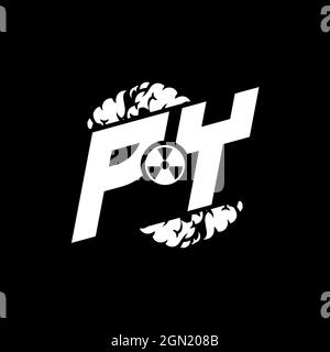 PY Initial ESport Monogram with Shape and Smoke Style template vector Stock Vector