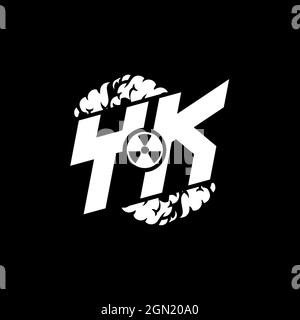 YK Initial ESport Monogram with Shape and Smoke Style template vector Stock Vector