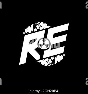 RE Initial ESport Monogram with Shape and Smoke Style template vector Stock Vector