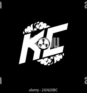 KC Initial ESport Monogram with Shape and Smoke Style template vector Stock Vector