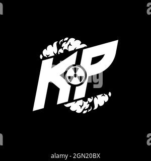 KP Initial ESport Monogram with Shape and Smoke Style template vector Stock Vector