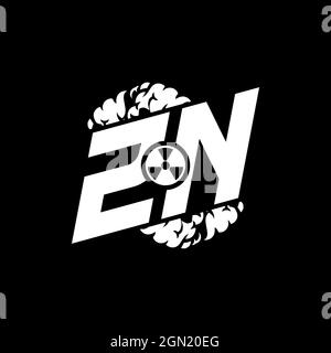 ZN Initial ESport Monogram with Shape and Smoke Style template vector Stock Vector
