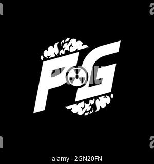 PG Initial ESport Monogram with Shape and Smoke Style template vector Stock Vector