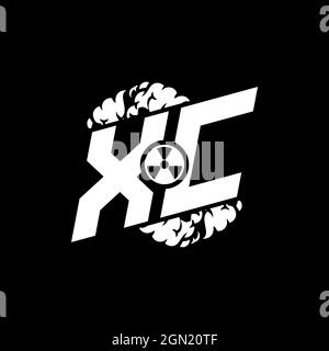 XC Initial ESport Monogram with Shape and Smoke Style template vector Stock Vector