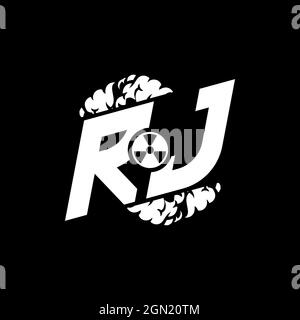 RJ Initial ESport Monogram with Shape and Smoke Style template vector Stock Vector