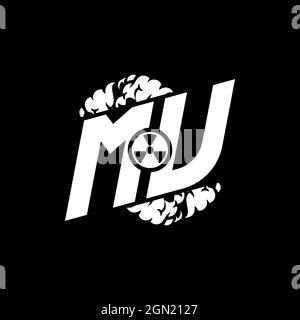 MU Initial ESport Monogram with Shape and Smoke Style template vector Stock Vector