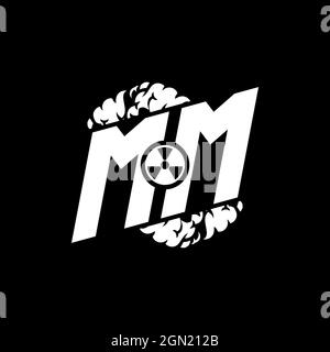 MM Initial ESport Monogram with Shape and Smoke Style template vector Stock Vector
