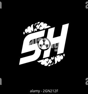 SH Initial ESport Monogram with Shape and Smoke Style template vector Stock Vector